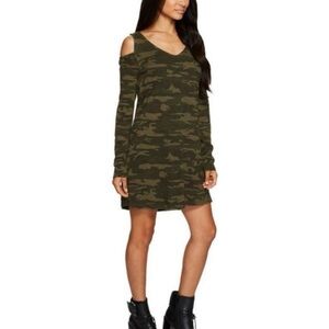 Sanctuary Green Camo Cold Shoulder Dress